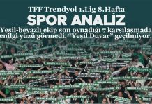 TFF 1.Lig 8.Hafta Spor Analiz – “Yeşil Duvar” Geçilmiyor…